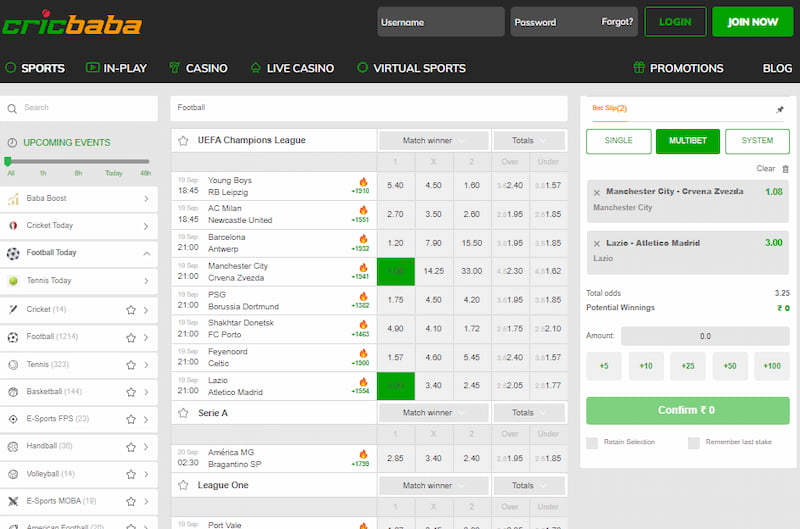 cricbaba football betting markets