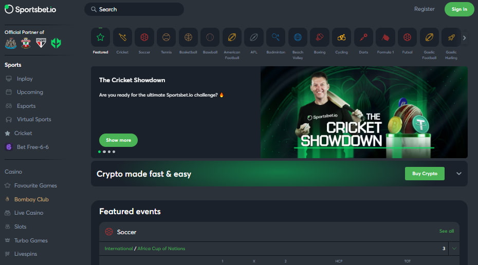 Sportsbet.io interface