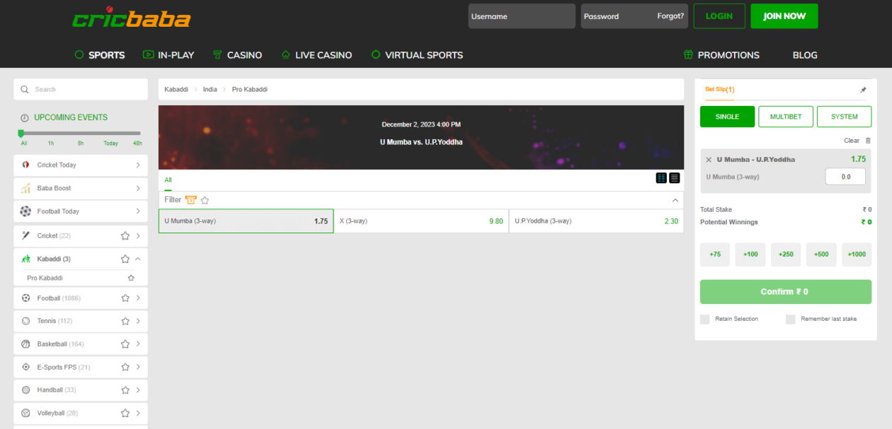 Cricbaba kabaddi betting